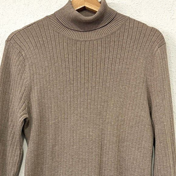 Talbots Womens Brown 100% Pima Cotton Turtle Neck Sweater Size Large - Picture 3 of 5
